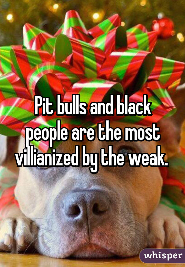 Pit bulls and black people are the most villianized by the weak. 