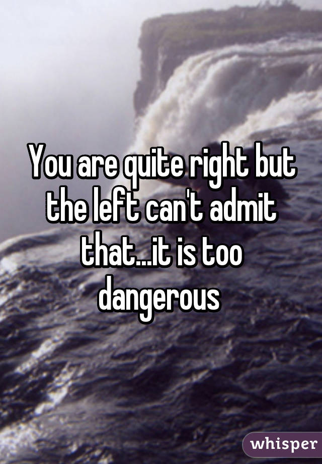 You are quite right but the left can't admit that...it is too dangerous 