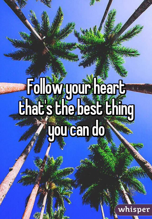 Follow your heart that's the best thing you can do
