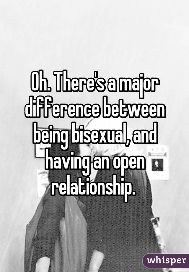 Oh. There's a major difference between being bisexual, and having an open relationship. 