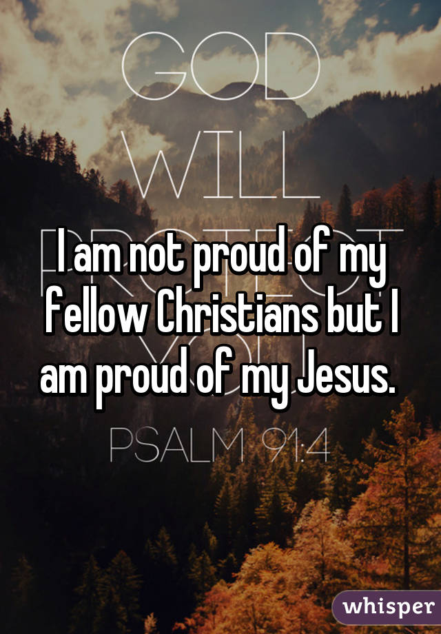 I am not proud of my fellow Christians but I am proud of my Jesus. 