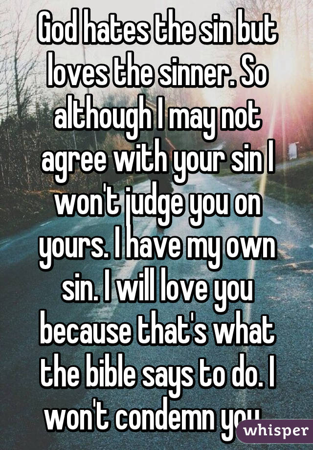 god loves the sinner but hates the sin verse