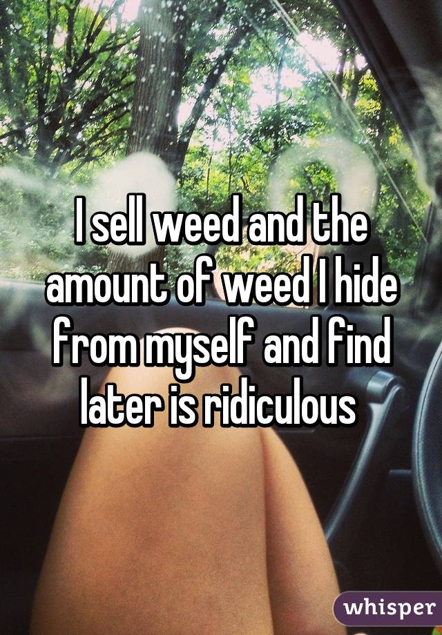I sell weed and the amount of weed I hide from myself and find later is ridiculous 