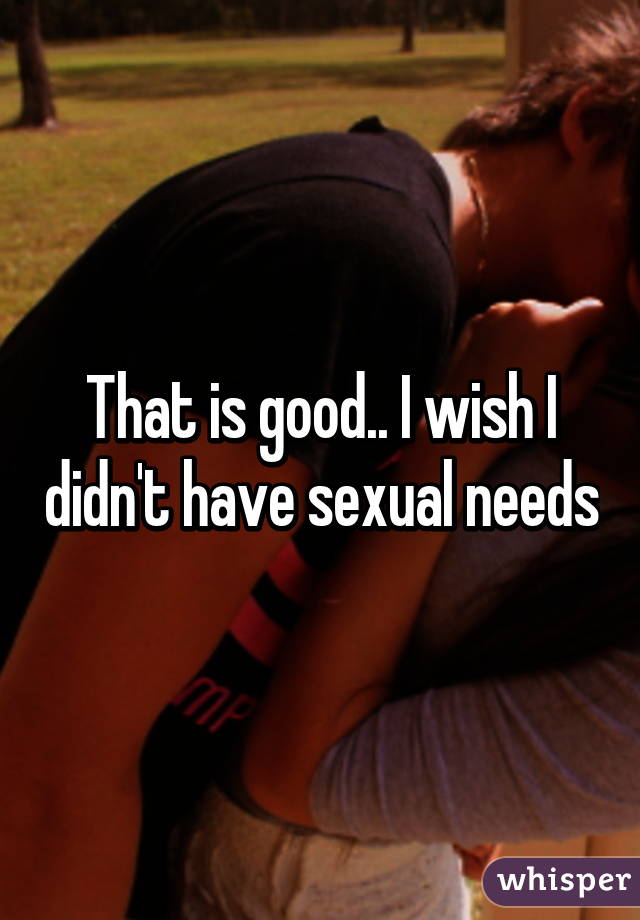 That is good.. I wish I didn't have sexual needs