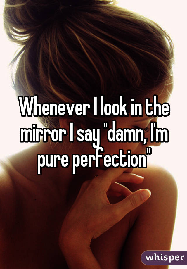 Whenever I look in the mirror I say "damn, I'm pure perfection"