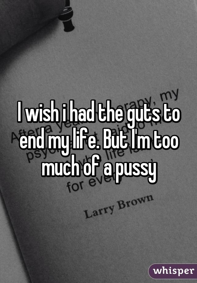 I wish i had the guts to end my life. But I'm too much of a pussy