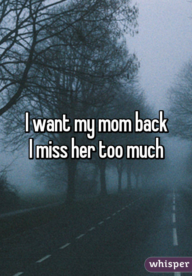 I want my mom back
I miss her too much