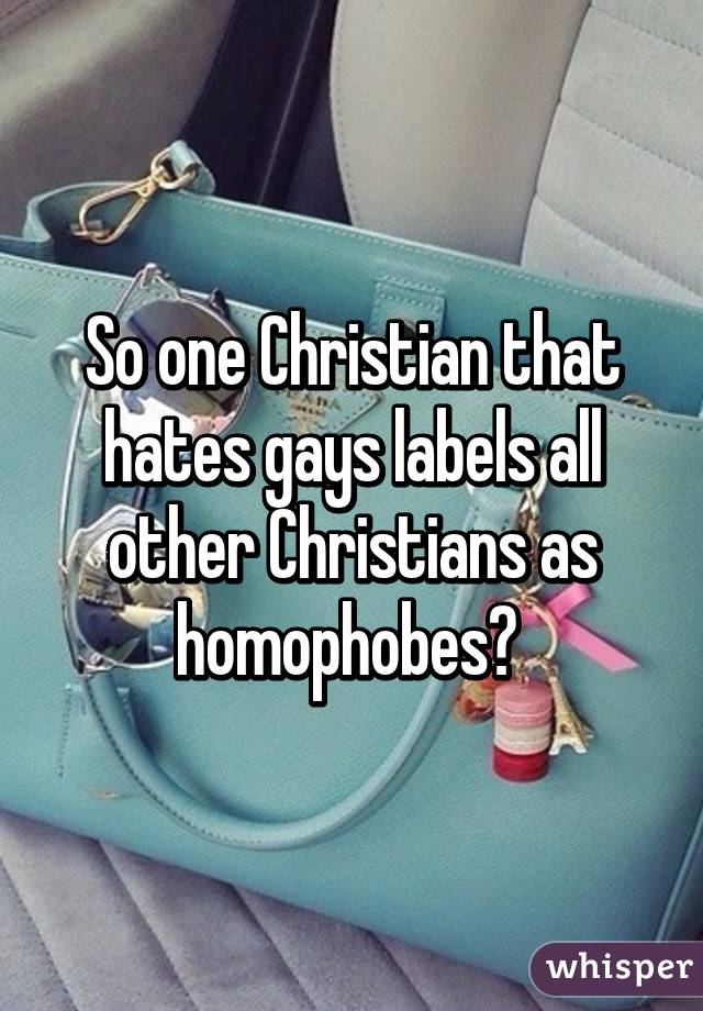 So one Christian that hates gays labels all other Christians as homophobes? 
