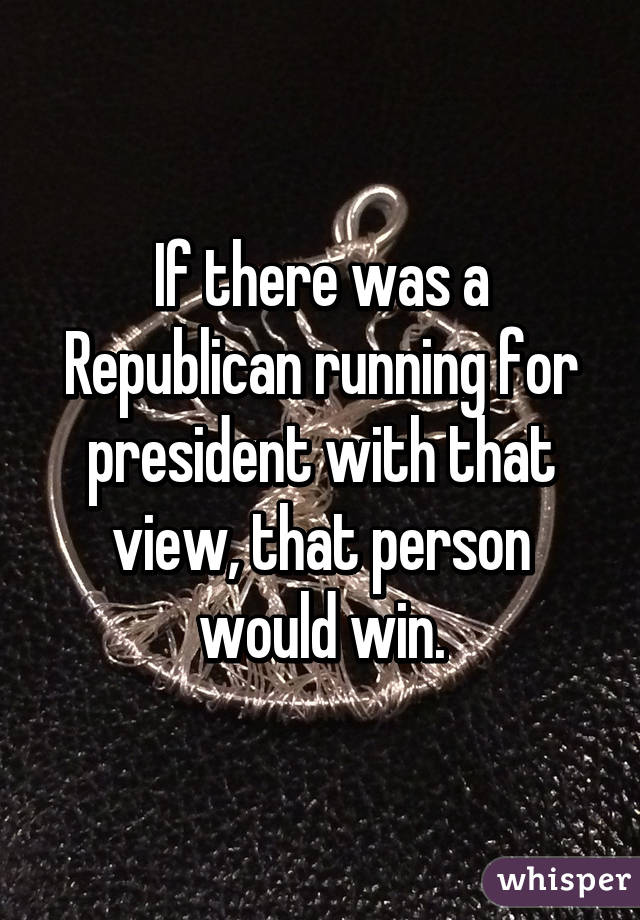 If there was a Republican running for president with that view, that person would win.