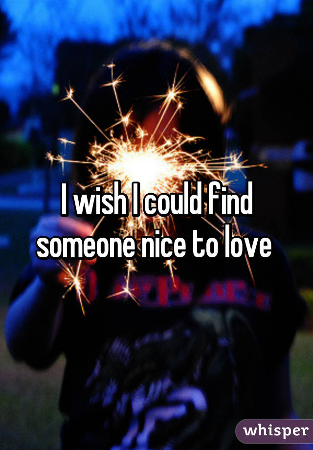 I wish I could find someone nice to love 