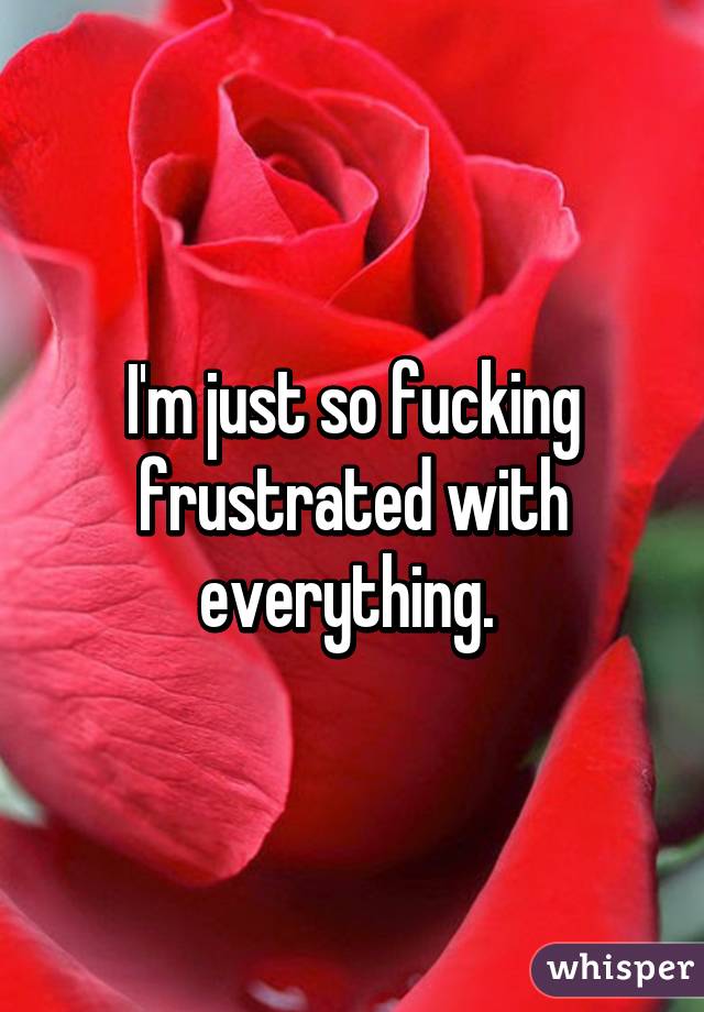 I'm just so fucking frustrated with everything. 
