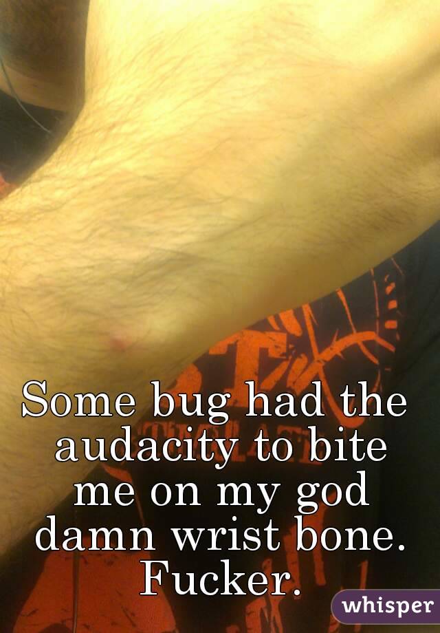 Some bug had the audacity to bite me on my god damn wrist bone. Fucker.