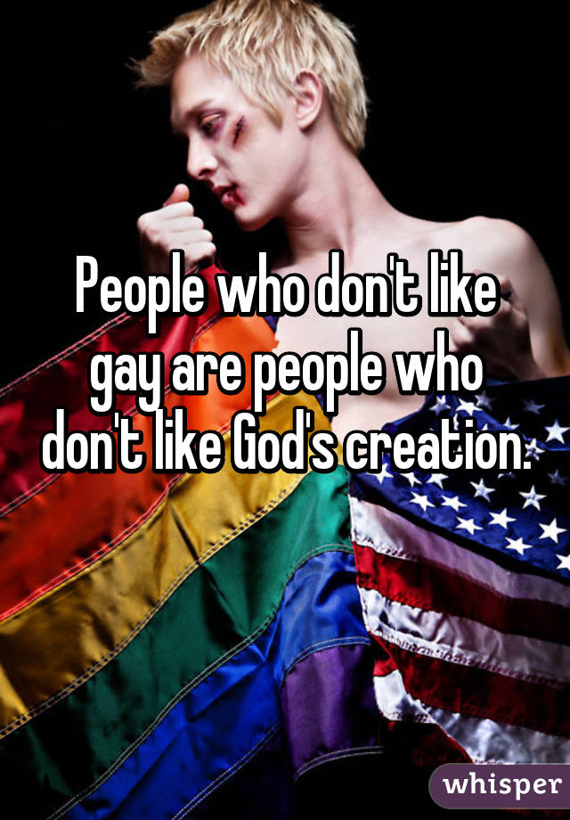 People who don't like gay are people who don't like God's creation. 