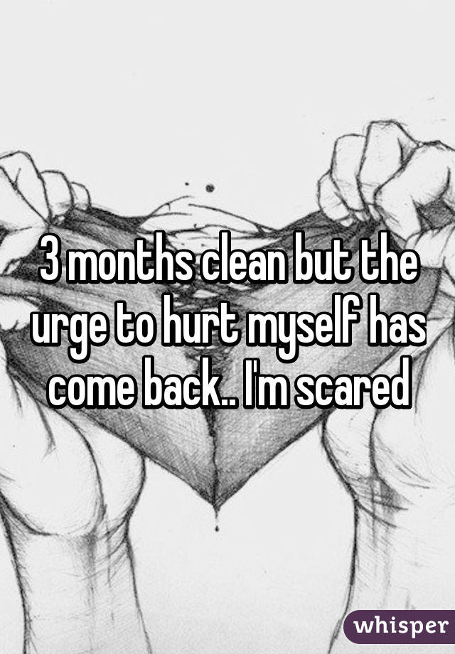 3 months clean but the urge to hurt myself has come back.. I'm scared