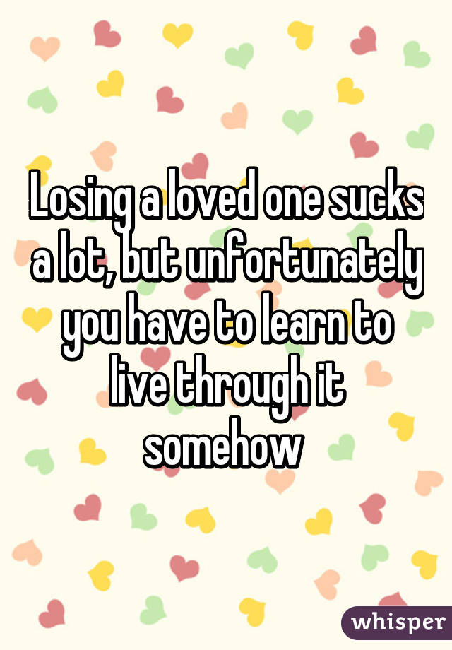 Losing a loved one sucks a lot, but unfortunately you have to learn to live through it somehow 