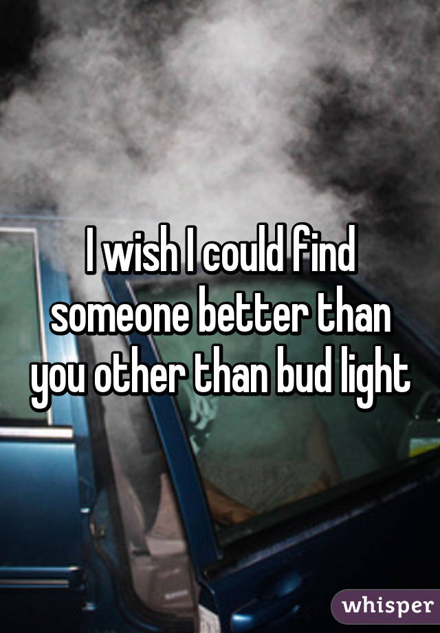 I wish I could find someone better than you other than bud light