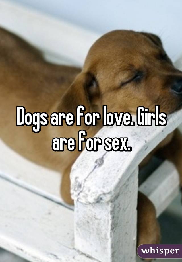 Dogs are for love. Girls are for sex.