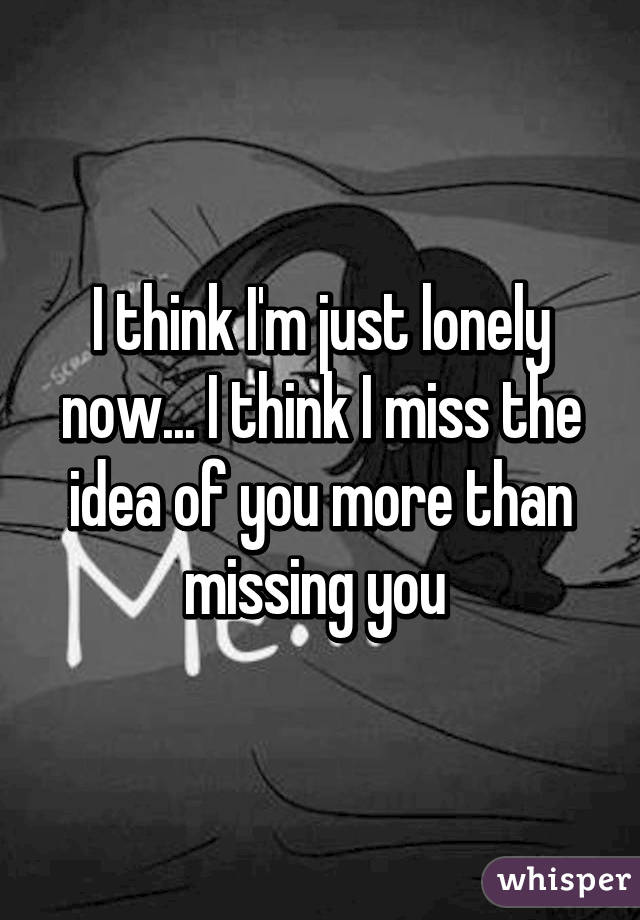 I think I'm just lonely now... I think I miss the idea of you more than missing you 