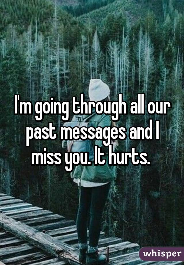 I'm going through all our past messages and I miss you. It hurts. 
