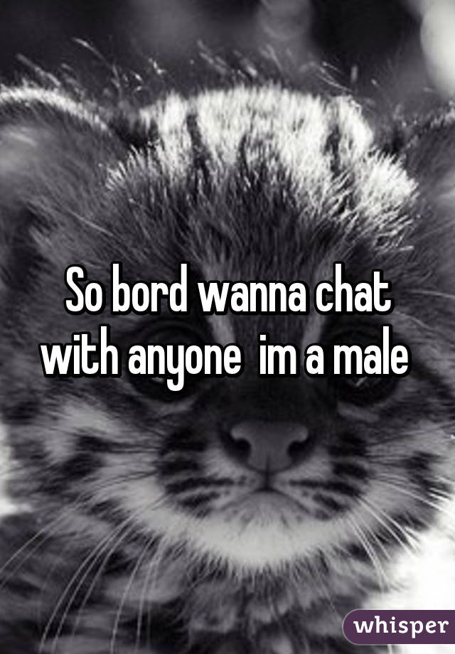 So bord wanna chat with anyone  im a male 