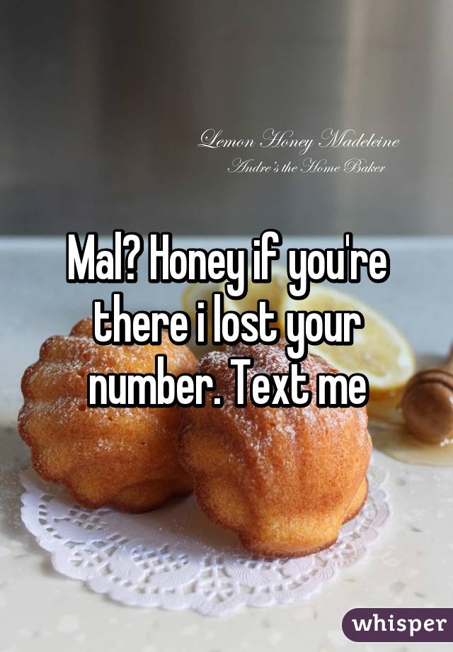 Mal? Honey if you're there i lost your number. Text me