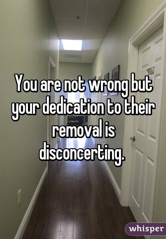 You are not wrong but your dedication to their removal is disconcerting. 