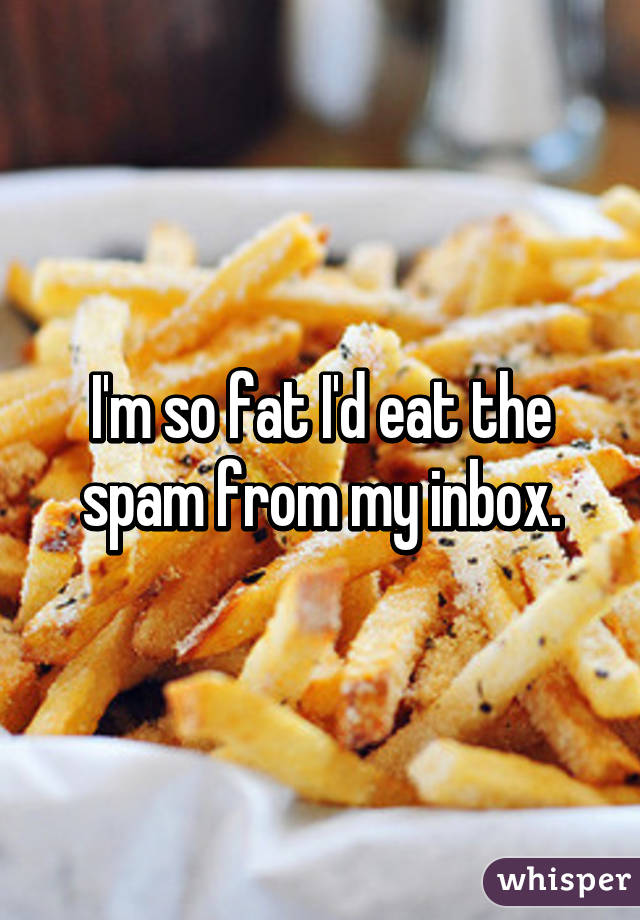 I'm so fat I'd eat the spam from my inbox.