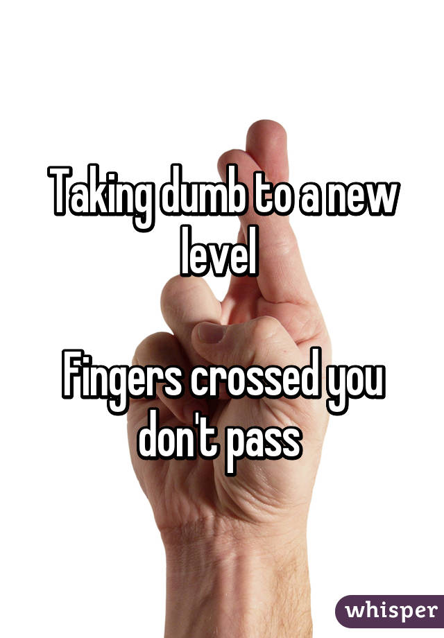 Taking dumb to a new level 

Fingers crossed you don't pass 