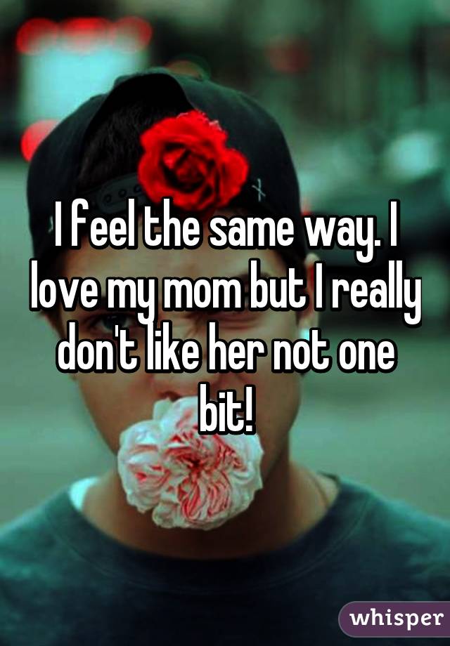 I feel the same way. I love my mom but I really don't like her not one bit!