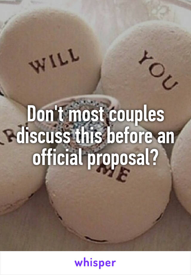 Don't most couples discuss this before an official proposal?