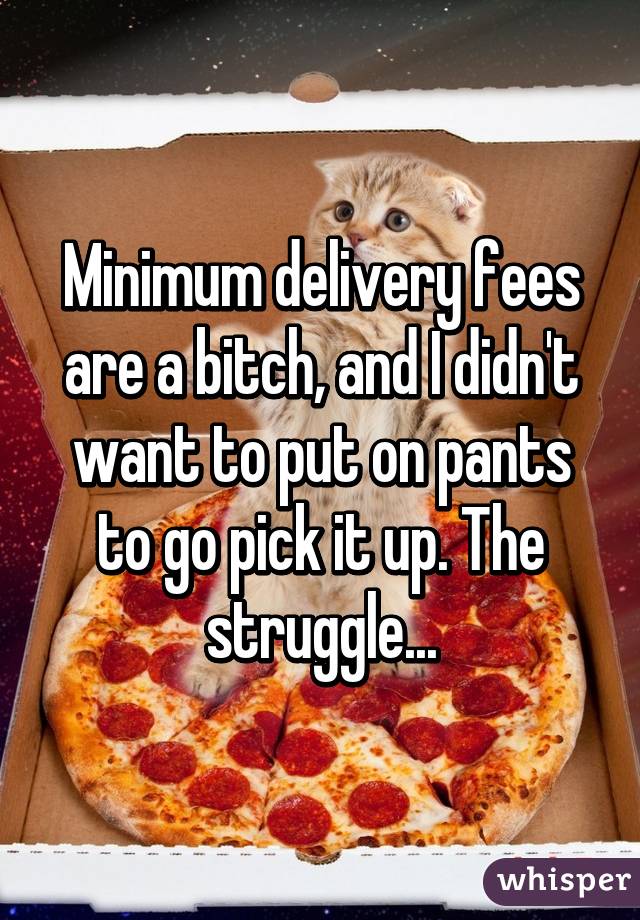 Minimum delivery fees are a bitch, and I didn't want to put on pants to go pick it up. The struggle...
