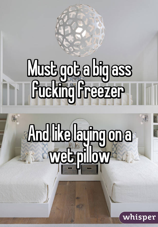 Must got a big ass fucking freezer 

And like laying on a wet pillow