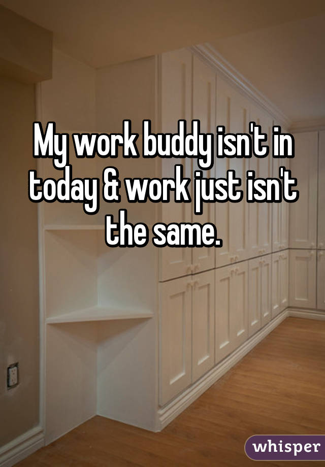 My work buddy isn't in today & work just isn't the same.

