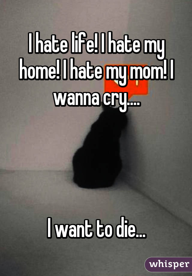 I hate life! I hate my home! I hate my mom! I wanna cry....




 I want to die... 