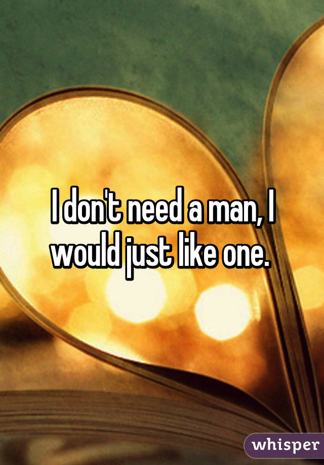 I don't need a man, I would just like one. 