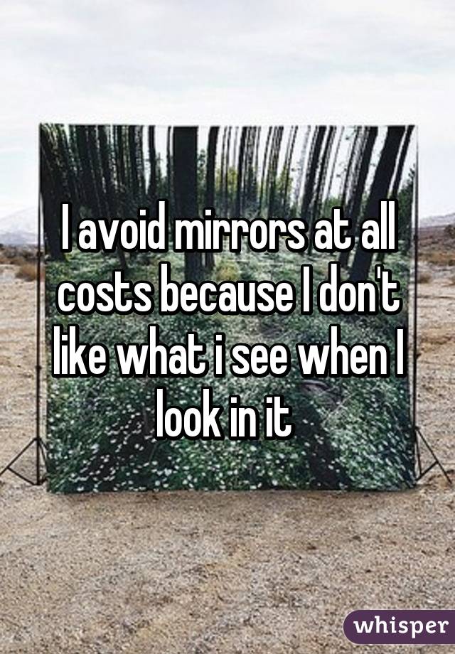 I avoid mirrors at all costs because I don't like what i see when I look in it 