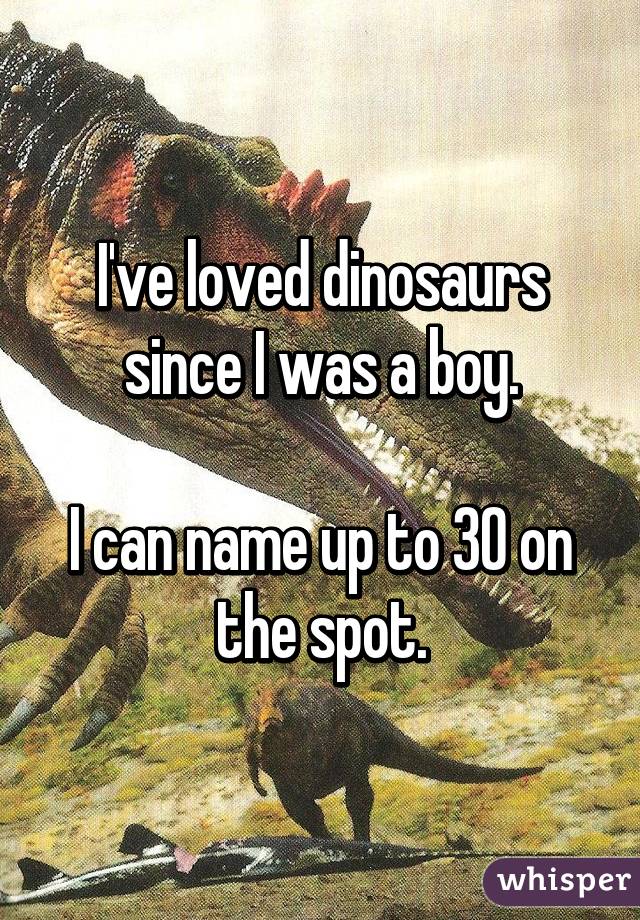 I've loved dinosaurs since I was a boy.

I can name up to 30 on the spot.