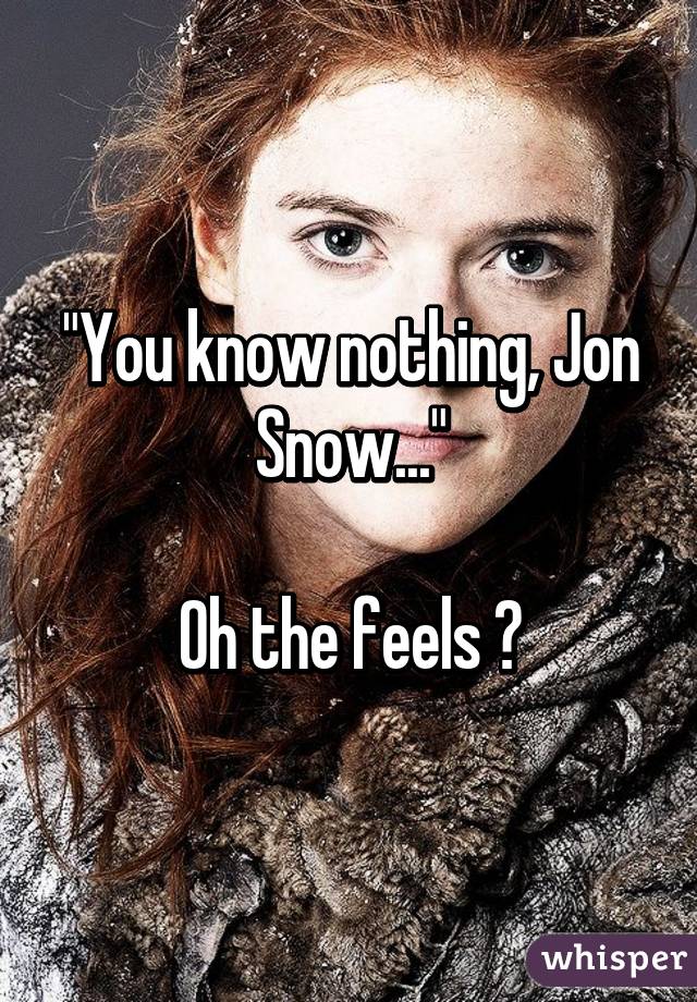 "You know nothing, Jon Snow..."

Oh the feels 😪