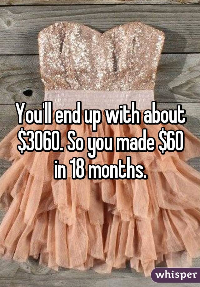 You'll end up with about $3060. So you made $60 in 18 months.