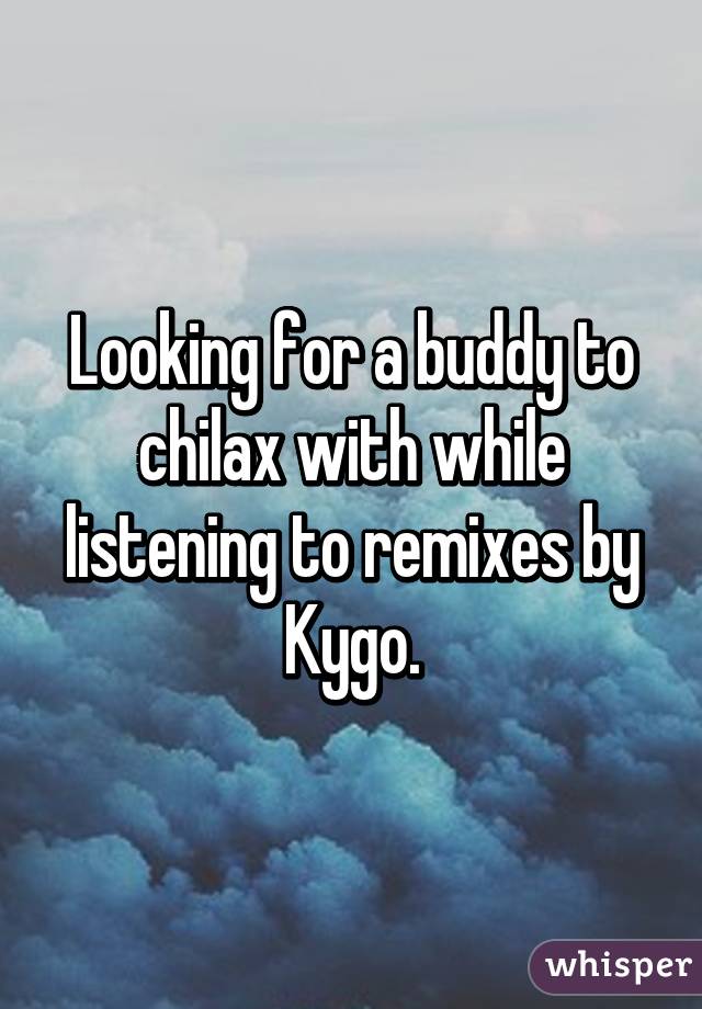 Looking for a buddy to chilax with while listening to remixes by Kygo.