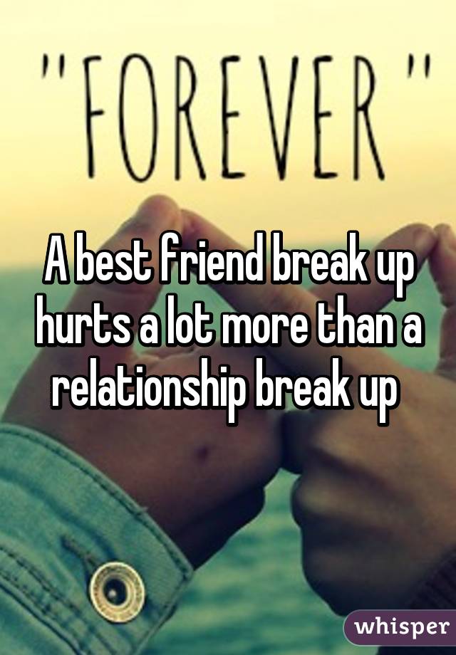 A best friend break up hurts a lot more than a relationship break up 