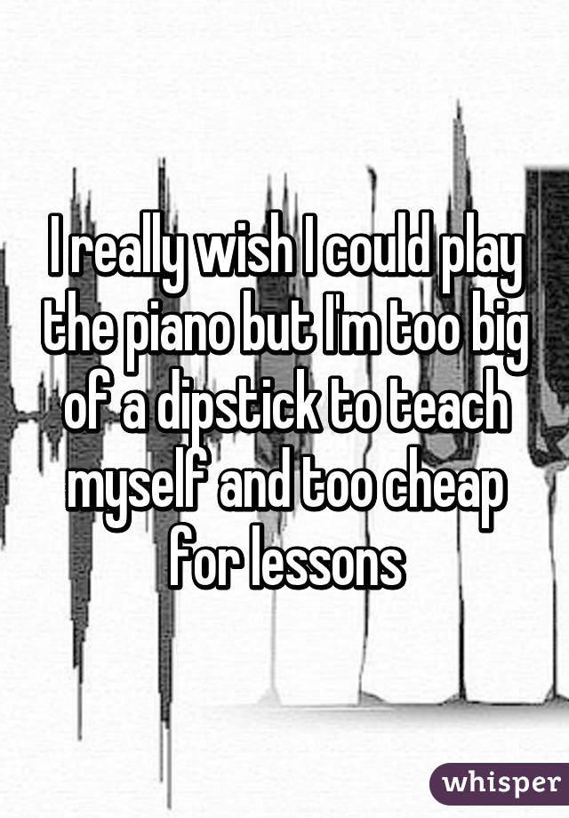 I really wish I could play the piano but I'm too big of a dipstick to teach myself and too cheap for lessons