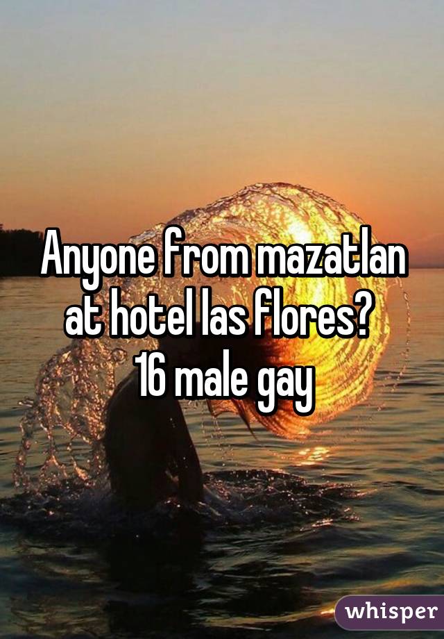 Anyone from mazatlan at hotel las flores? 
16 male gay