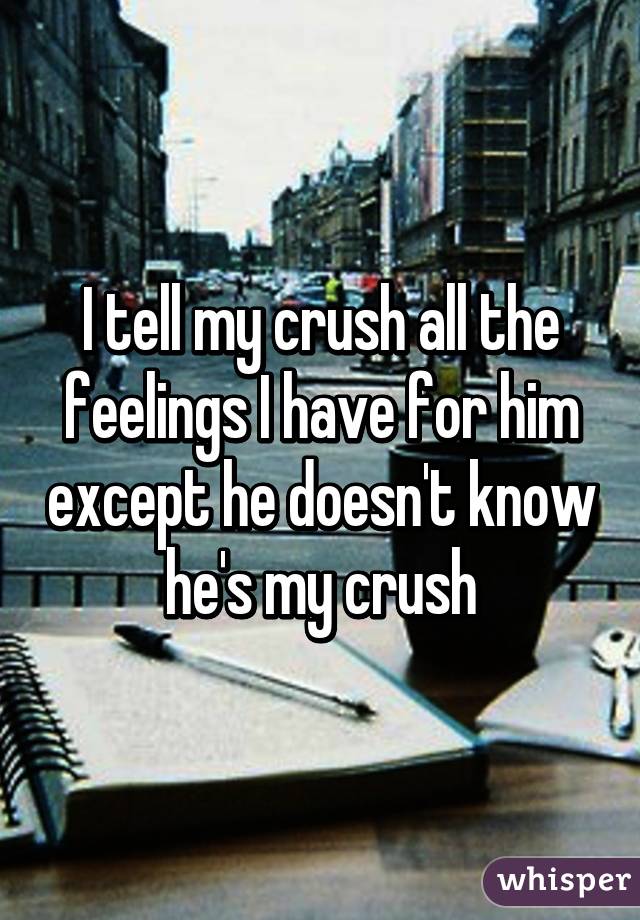 I tell my crush all the feelings I have for him except he doesn't know he's my crush