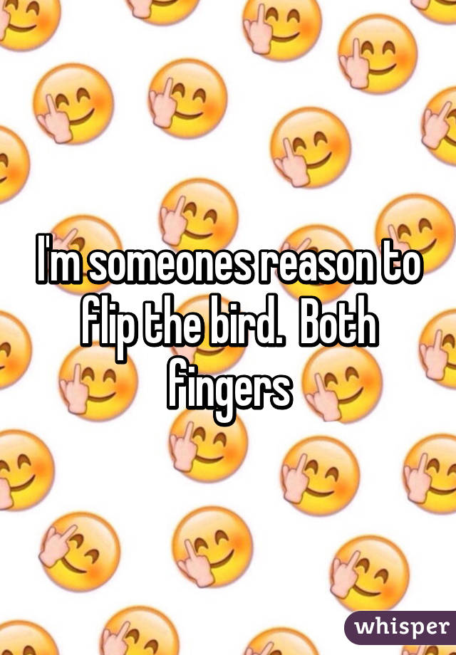 I'm someones reason to flip the bird.  Both fingers