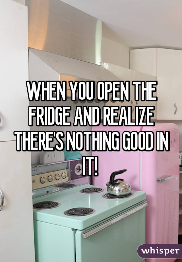 WHEN YOU OPEN THE FRIDGE AND REALIZE THERE'S NOTHING GOOD IN IT! 