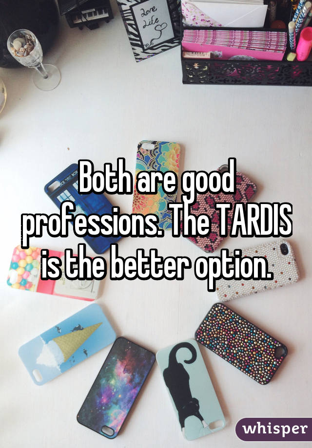 Both are good professions. The TARDIS is the better option.