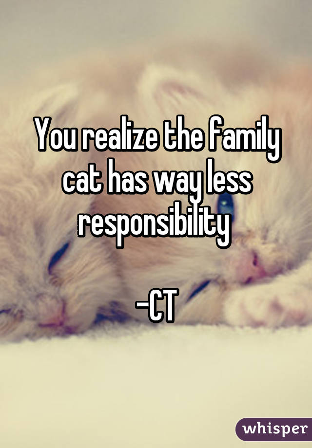 You realize the family cat has way less responsibility 

-CT