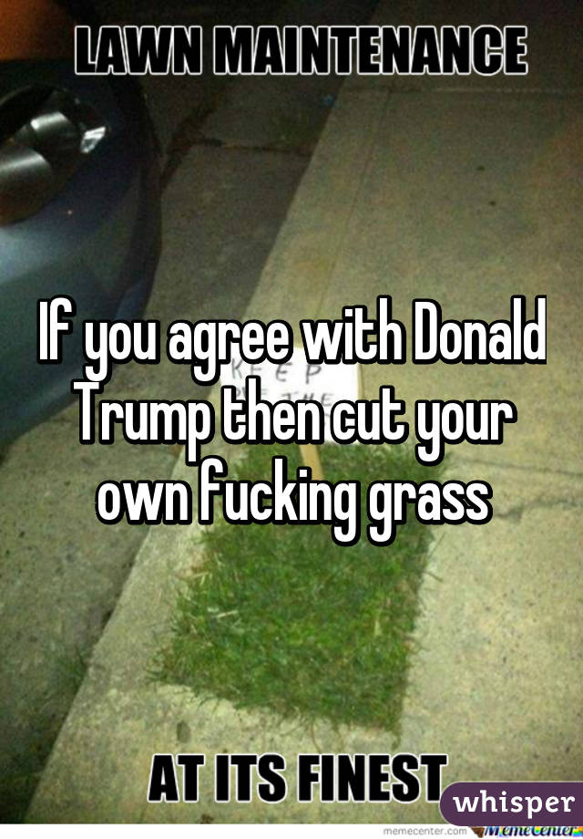 If you agree with Donald Trump then cut your own fucking grass