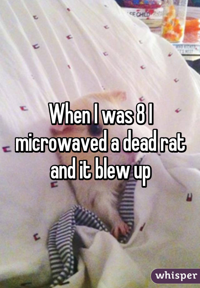 When I was 8 I microwaved a dead rat and it blew up